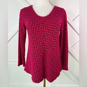 Habitat Pink Geometric Scrunch Dot Textured Long Sleeve Tunic Blouse Size Small